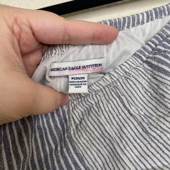 American Eagle Striped Blue and White One Shoulder Dress Medium - Picture 4 of 8